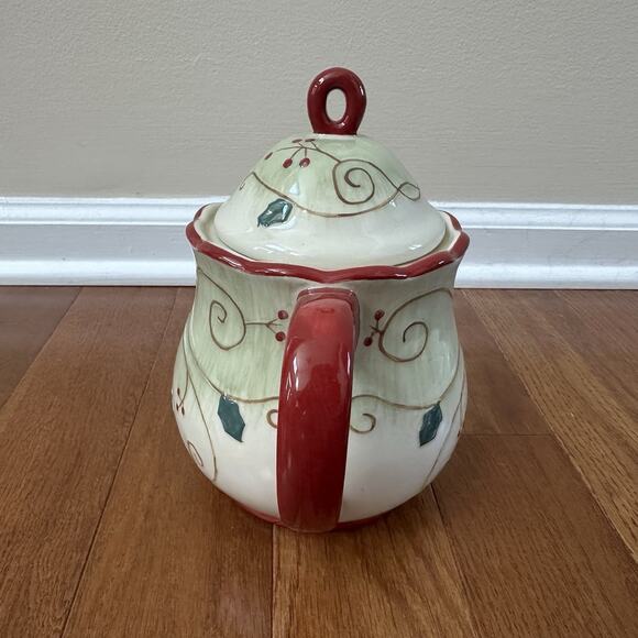 Vintage Pfaltzgraff Pepperberry Holiday Tea Pot & Dessert Plates Hand Painted - Picture 4 of 12